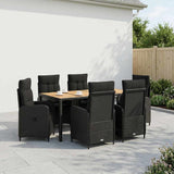 vidaXL Buiten Eettafel Set 3 st Zwart PE rotan en poedergecoat staal