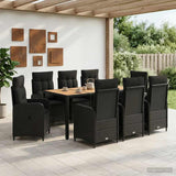 vidaXL Buiten Eettafel Set 3 st Zwart PE rotan en poedergecoat staal
