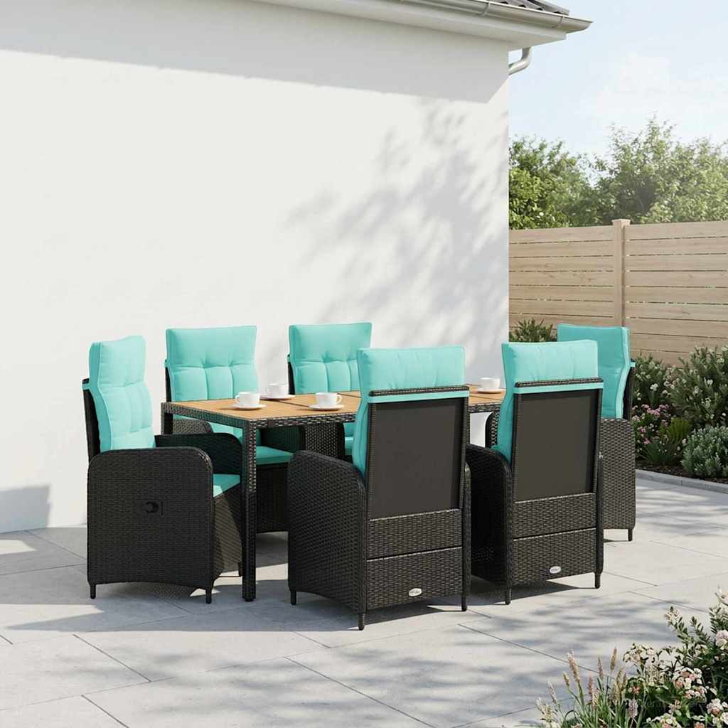 vidaXL Buiten Eettafel Set 3 st Zwart PE rotan en poedergecoat staal