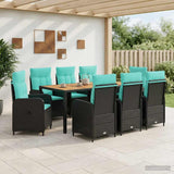 vidaXL Buiten Eettafel Set 3 st Zwart PE rotan en poedergecoat staal