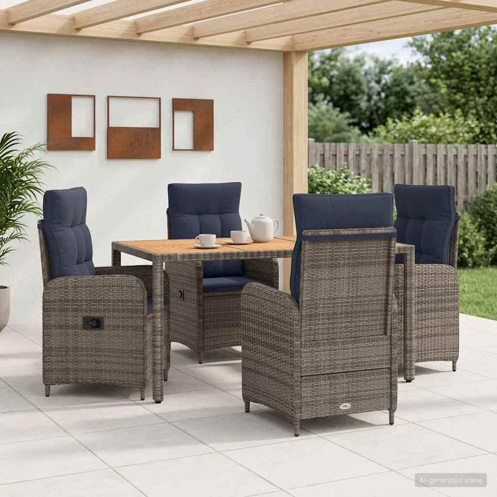 vidaXL Buiten Eettafel Set 3 st Zwart PE rotan en poedergecoat staal
