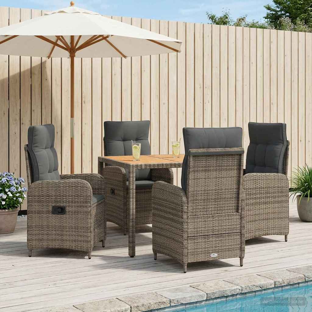 vidaXL Buiten Eettafel Set 3 st Zwart PE rotan en poedergecoat staal