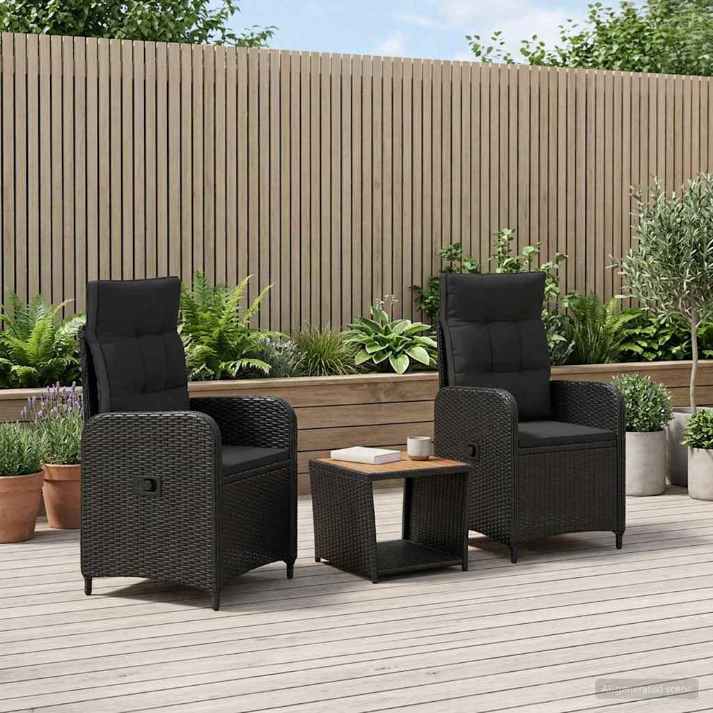 vidaXL Tuin loungeset 2 st Zwart PE rotan en poedergecoat staal