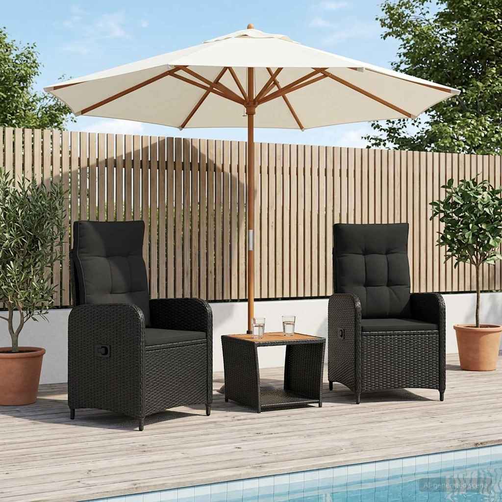 vidaXL Tuin loungeset 2 st Zwart PE rotan en poedergecoat staal