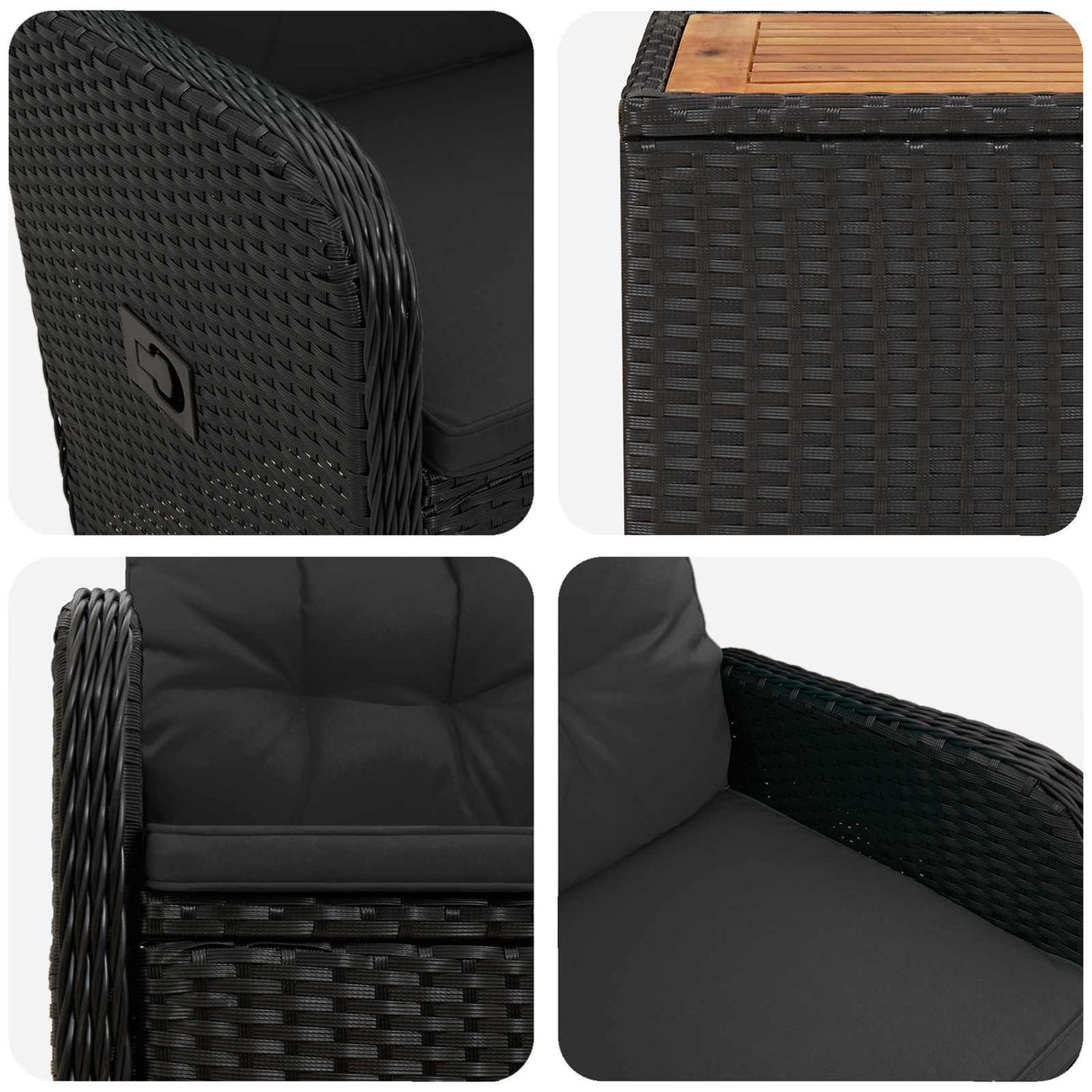 vidaXL Tuin loungeset 2 st Zwart PE rotan en poedergecoat staal