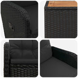 vidaXL Tuin loungeset 2 st Zwart PE rotan en poedergecoat staal
