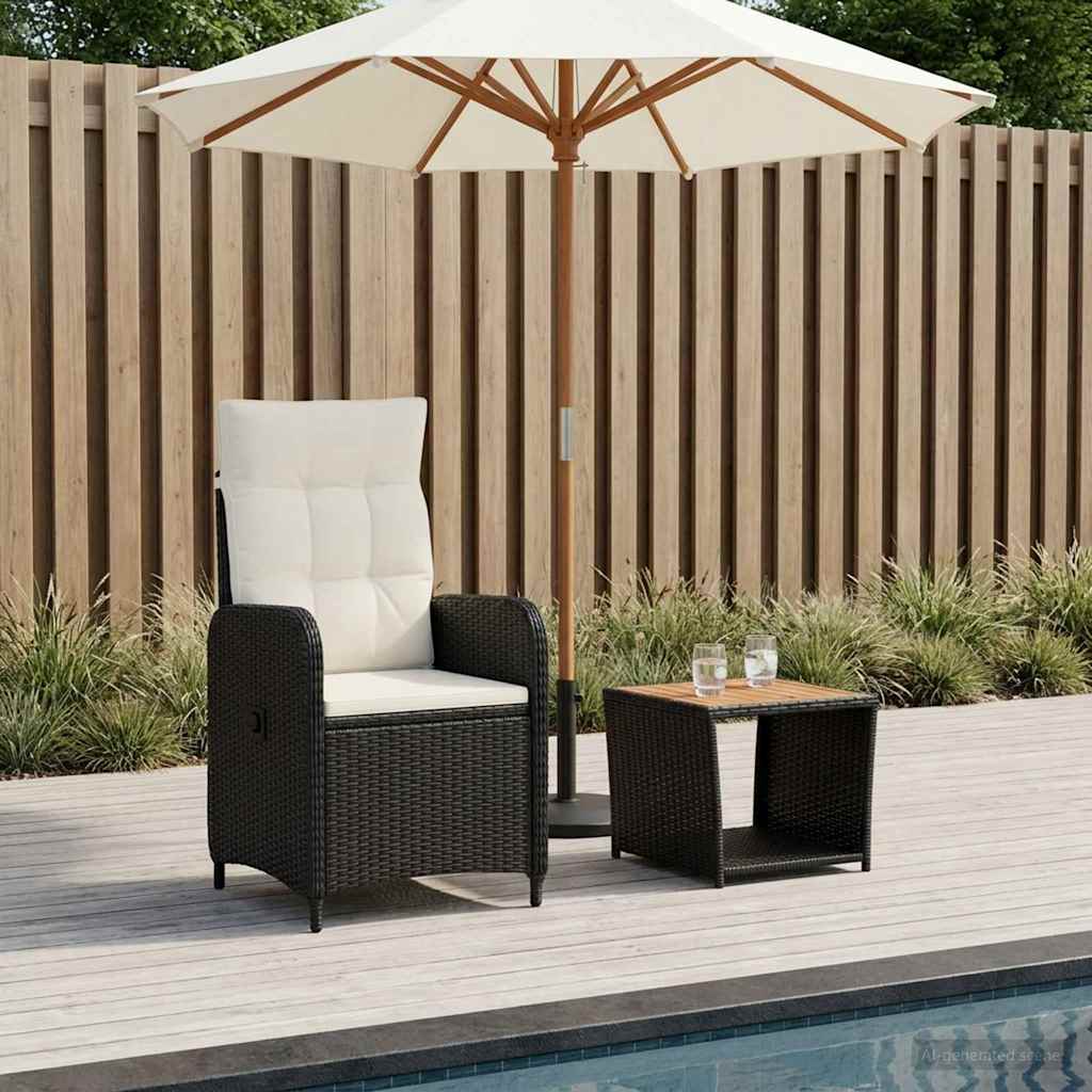 vidaXL Tuin loungeset 2 st Zwart PE rotan en poedergecoat staal