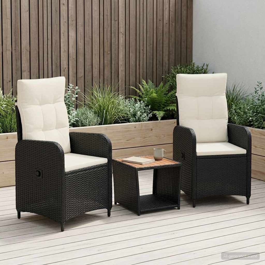 vidaXL Tuin loungeset 2 st Zwart PE rotan en poedergecoat staal