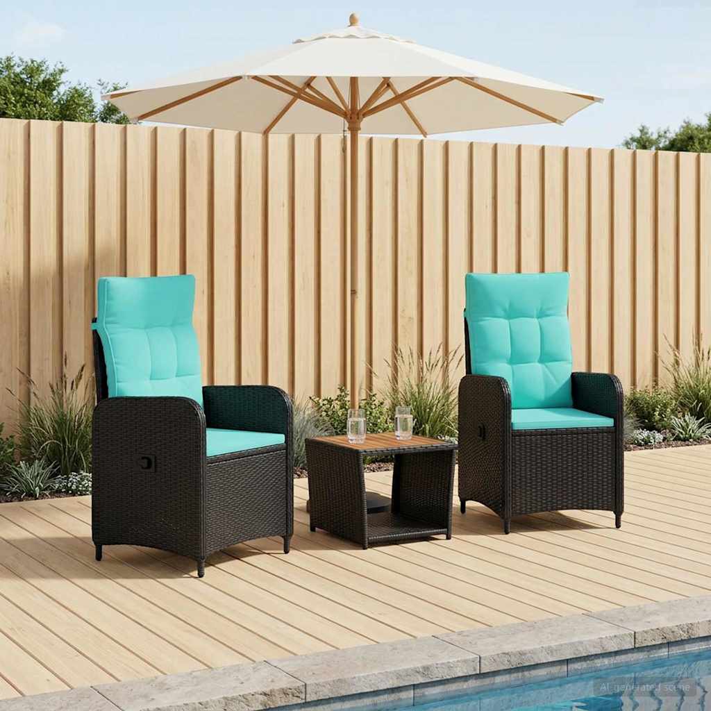 vidaXL Tuin loungeset 2 st Zwart PE rotan en poedergecoat staal