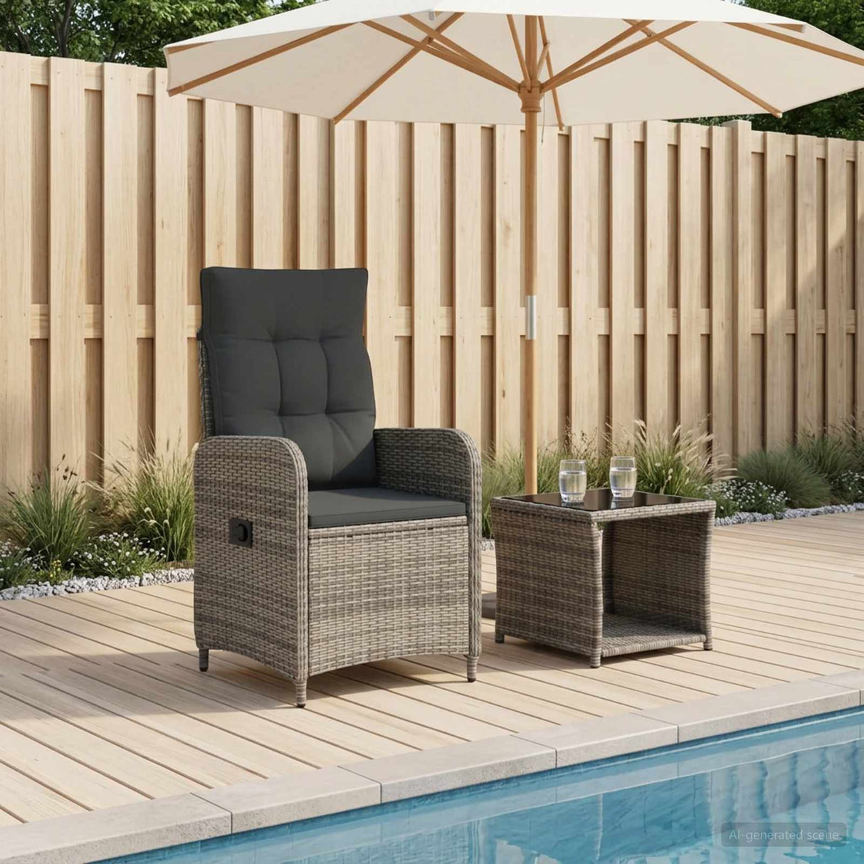 vidaXL Tuin loungeset 2 st Zwart PE rotan en poedergecoat staal