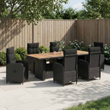 vidaXL Outdoor Dining Set 7 pcs Black poly rattan