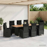 vidaXL Outdoor Dining Set 7 pcs Black poly rattan