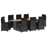 vidaXL Outdoor Dining Set 7 pcs Black poly rattan