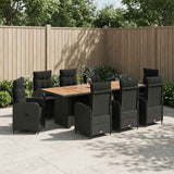 vidaXL Outdoor Dining Set 7 pcs Black poly rattan