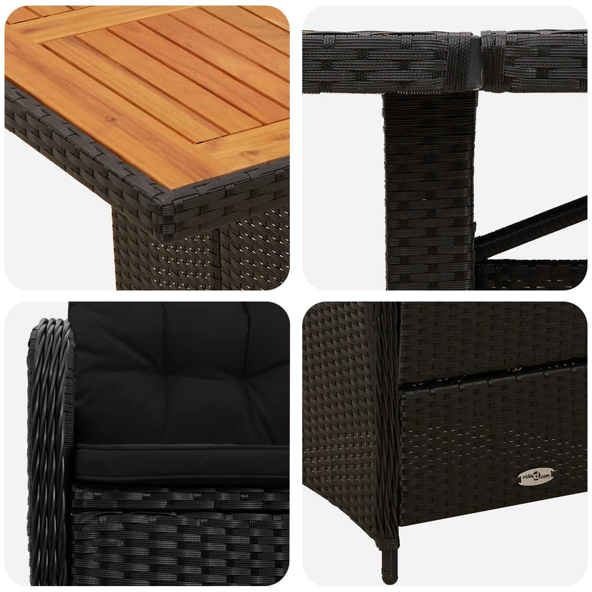 vidaXL Outdoor Dining Set 7 pcs Black poly rattan