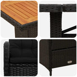 vidaXL Outdoor Dining Set 7 pcs Black poly rattan