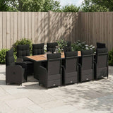 vidaXL Outdoor Dining Set 7 pcs Black poly rattan