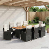 vidaXL Outdoor Dining Set 7 pcs Black poly rattan