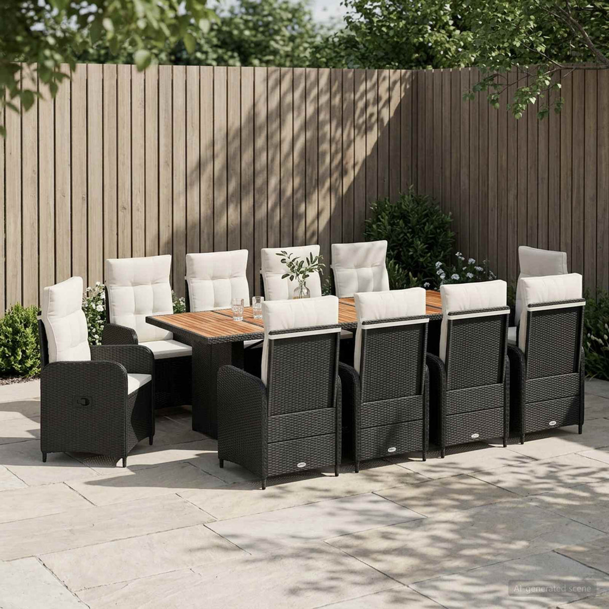 vidaXL Outdoor Dining Set 7 pcs Black poly rattan