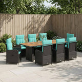 vidaXL Outdoor Dining Set 7 pcs Black poly rattan