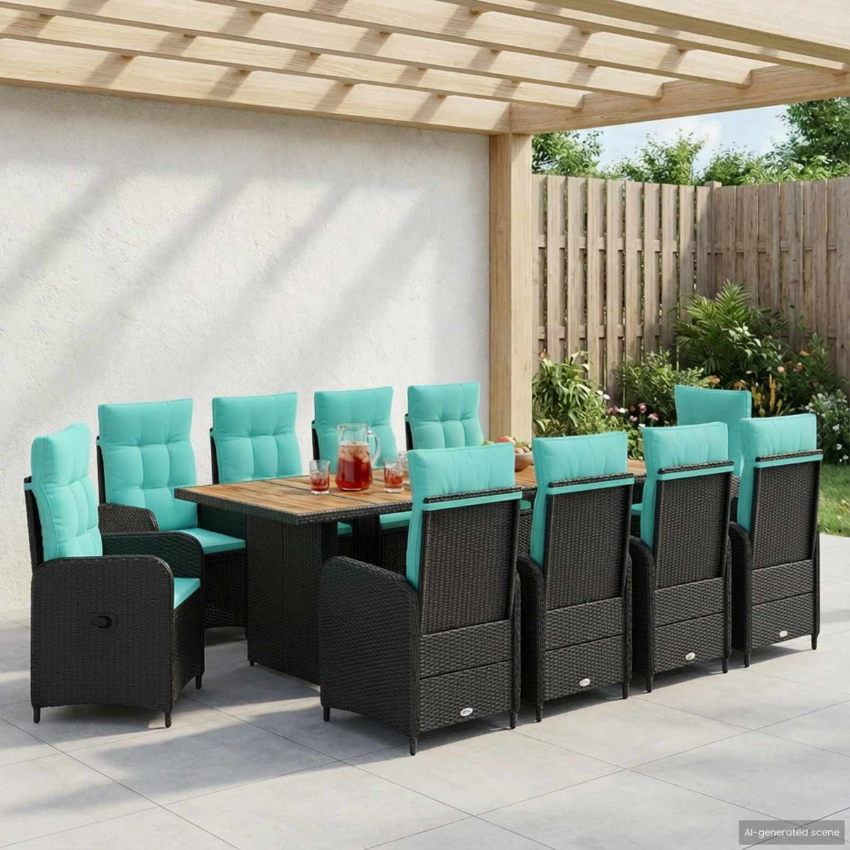 vidaXL Outdoor Dining Set 7 pcs Black poly rattan