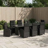 vidaXL Outdoor Dining Set 7 pcs Black poly rattan