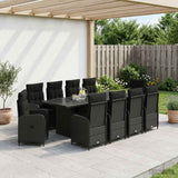 vidaXL Outdoor Dining Set 7 pcs Black poly rattan