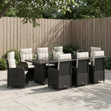 vidaXL Outdoor Dining Set 7 pcs Black poly rattan