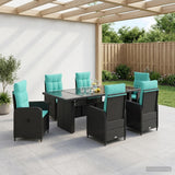 vidaXL Outdoor Dining Set 7 pcs Black poly rattan