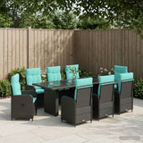 vidaXL Outdoor Dining Set 7 pcs Black poly rattan