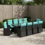 vidaXL Outdoor Dining Set 7 pcs Black poly rattan