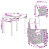 vidaXL Buiten Eettafel Set 3 st Zwart poly rattan