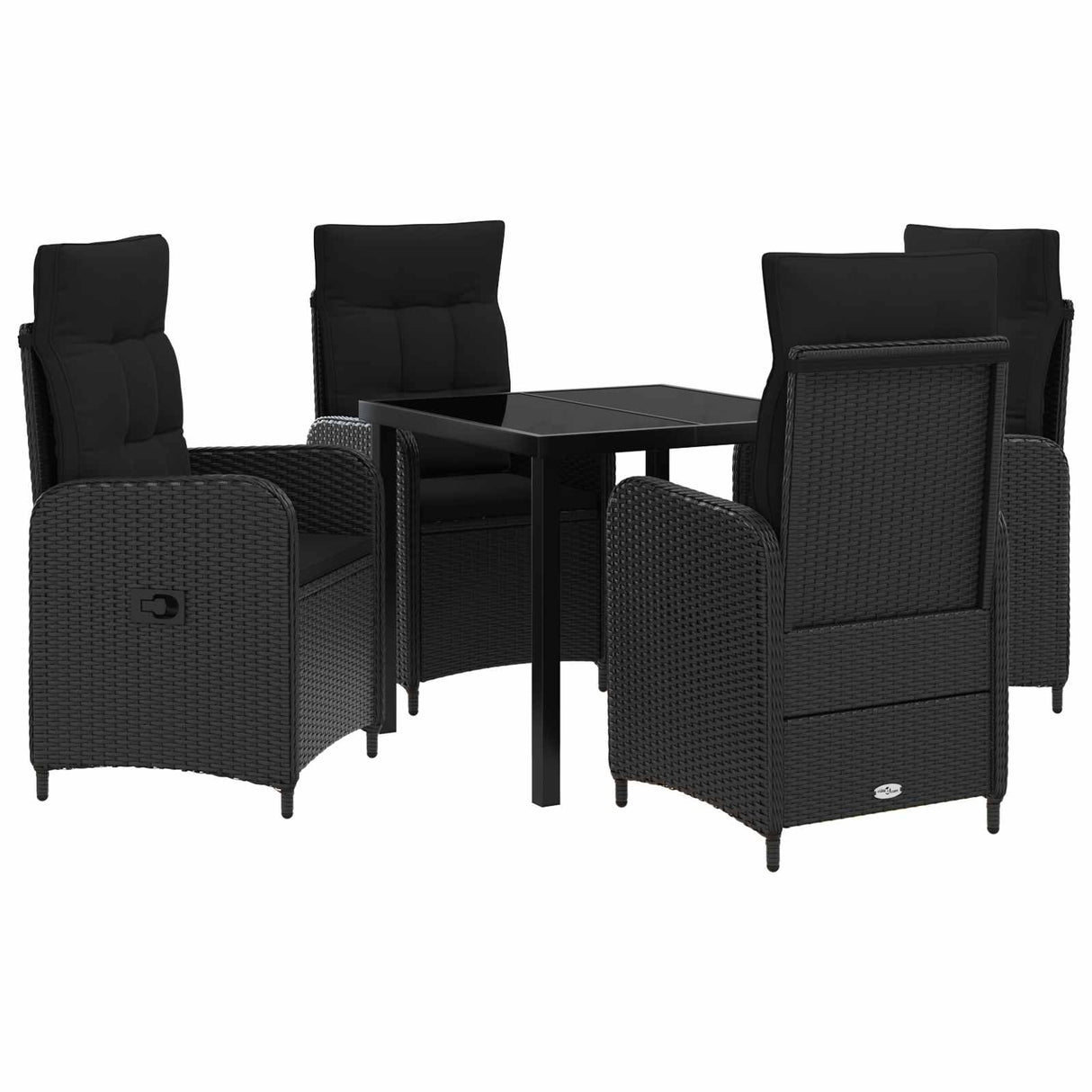 vidaXL Buiten Eettafel Set 3 st Zwart poly rattan