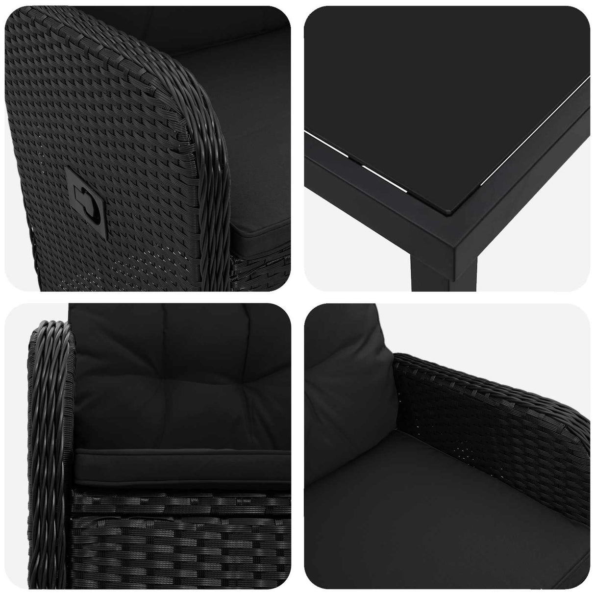 vidaXL Buiten Eettafel Set 3 st Zwart poly rattan