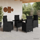 vidaXL Buiten Eettafel Set 3 st Zwart poly rattan