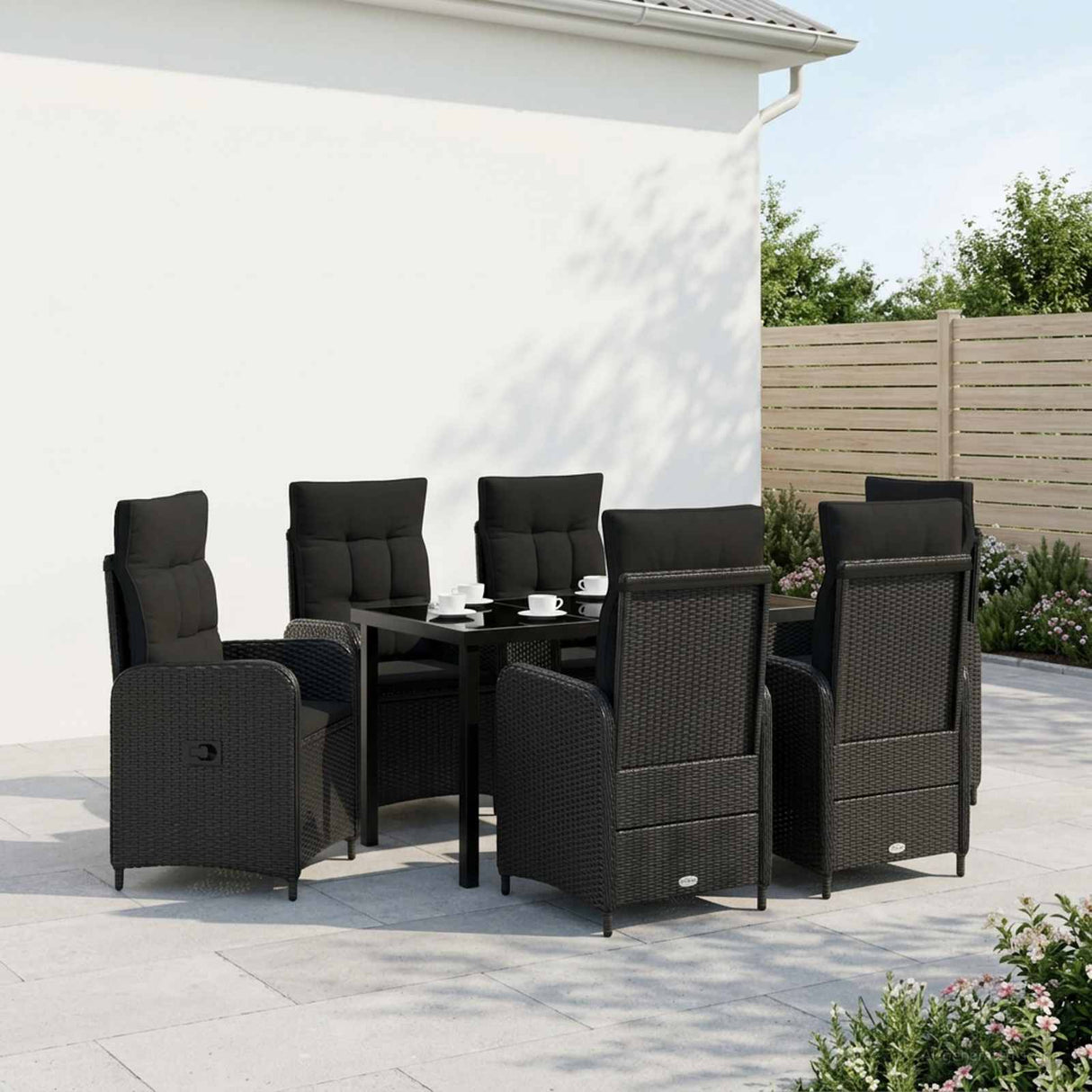 vidaXL Buiten Eettafel Set 3 st Zwart poly rattan