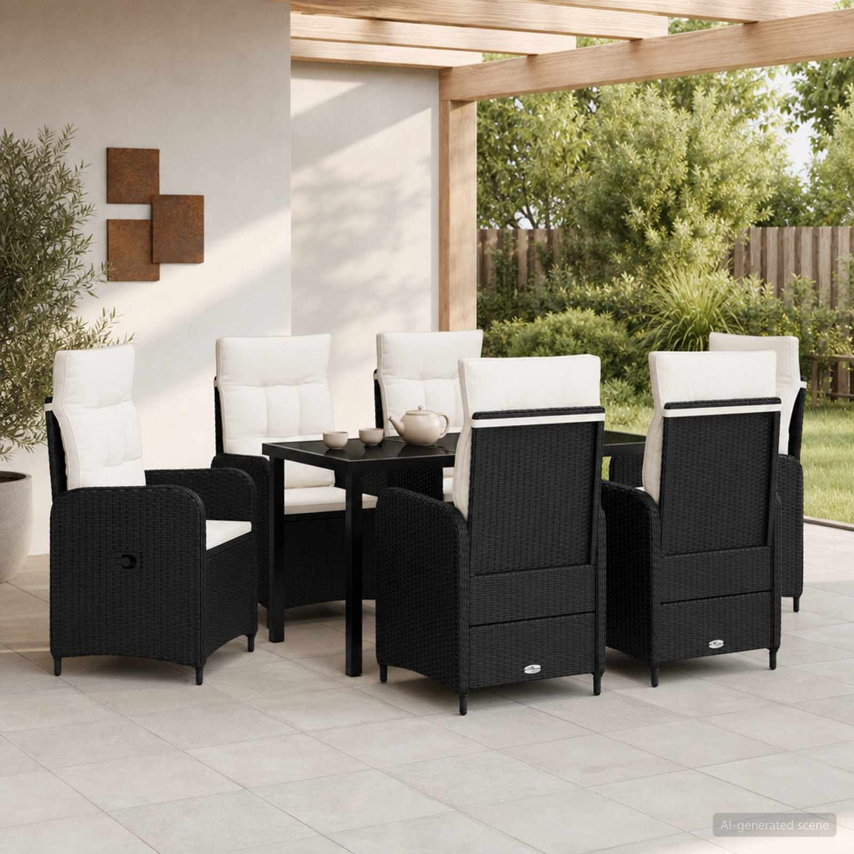 vidaXL Buiten Eettafel Set 3 st Zwart poly rattan