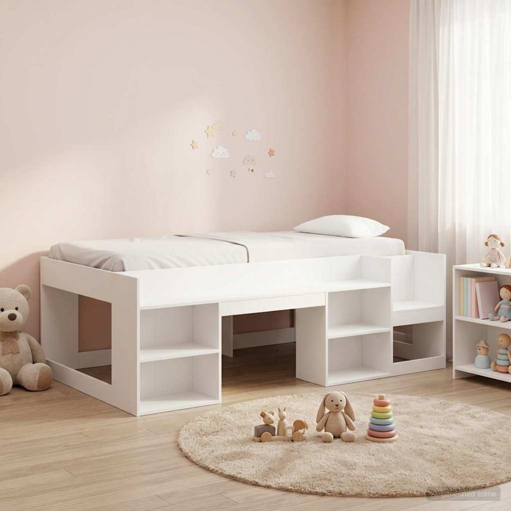 vidaXL Kinderbedframe met opbergruimte Wit 80 x 200 cm Bewerkt hout
