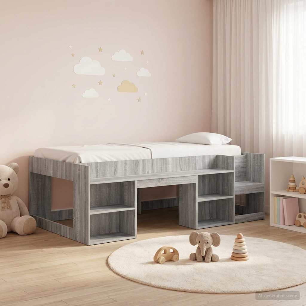 vidaXL Kinderbedframe met opbergruimte Wit 80 x 200 cm Bewerkt hout