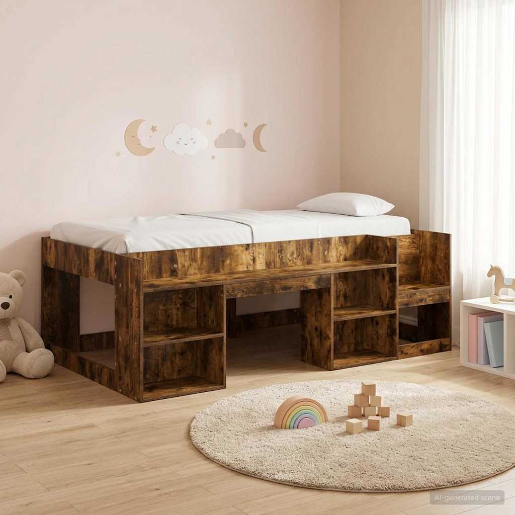 vidaXL Kinderbedframe met opbergruimte Wit 80 x 200 cm Bewerkt hout