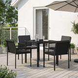 vidaXL Tuin Eettafel Set 7 st Zwart poly rattan