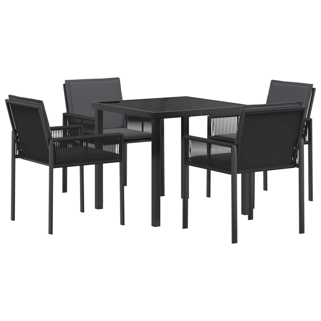 vidaXL Tuin Eettafel Set 7 st Zwart poly rattan