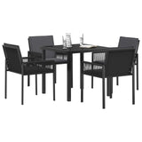 vidaXL Tuin Eettafel Set 7 st Zwart poly rattan