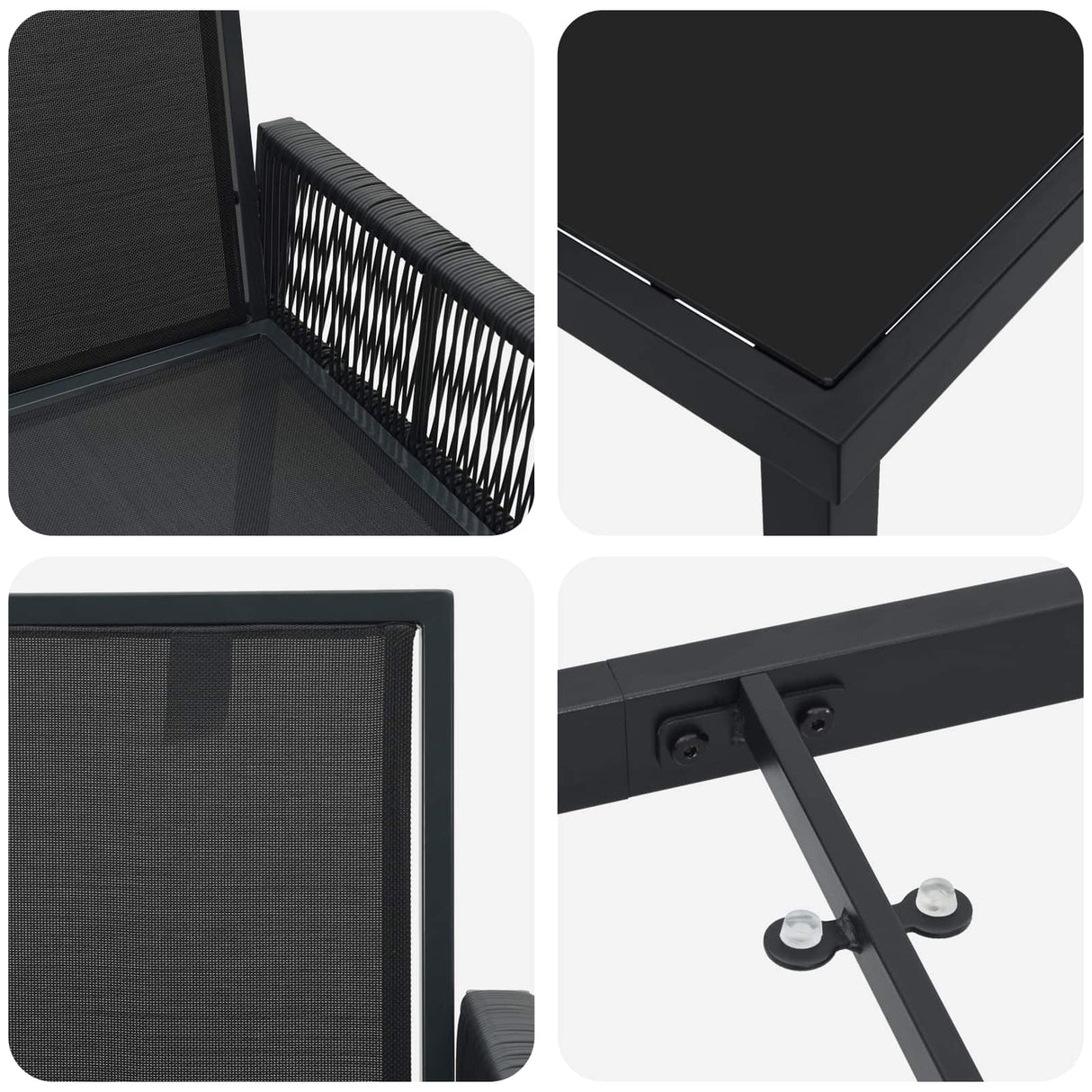 vidaXL Tuin Eettafel Set 7 st Zwart poly rattan