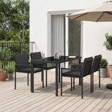 vidaXL Tuin Eettafel Set 7 st Zwart poly rattan