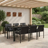 vidaXL Tuin Eettafel Set 7 st Zwart poly rattan