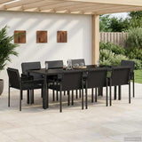 vidaXL Tuin Eettafel Set 7 st Zwart poly rattan