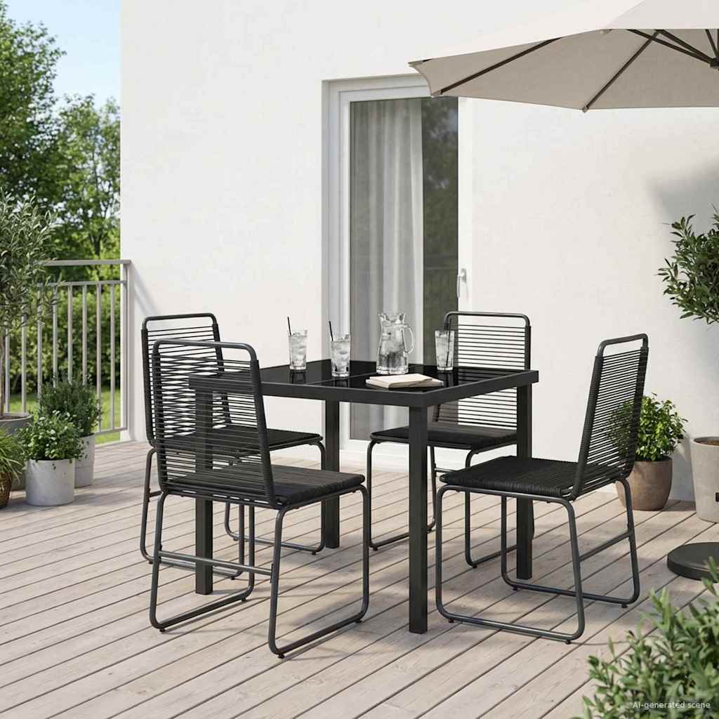 vidaXL Tuinset 3 st Zwart Metaal en Riet