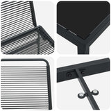 vidaXL Tuinset 3 st Zwart Metaal en Riet