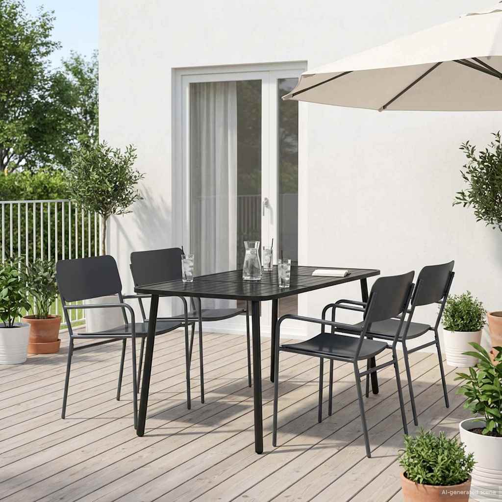 vidaXL Dining Set 3 Pieces Anthracite Steel